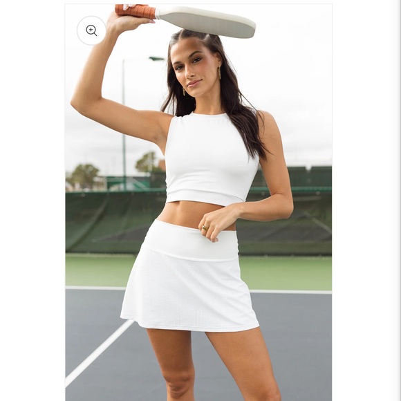 Volare White Serve It Up Mesh Tennis Pickleball Athletic Skirt Skort NWT - Picture 2 of 14